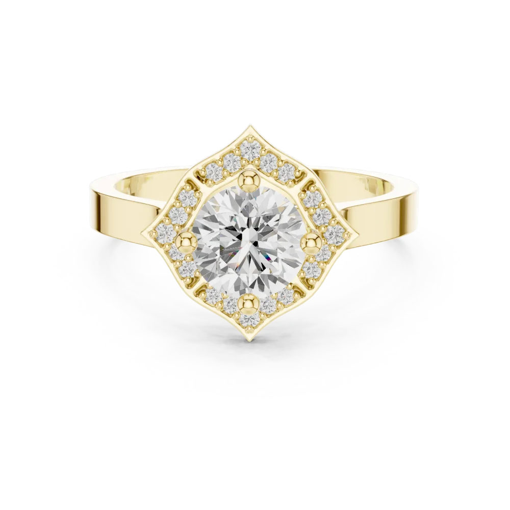 Luminary Round Brilliant Geometric Halo Solitaire Ring - Image 2