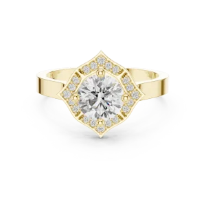 Luminary Round Brilliant Geometric Halo Solitaire Ring - Image 2
