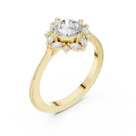 Luminary Round Solitaire Ring with Marquise Accent Halo