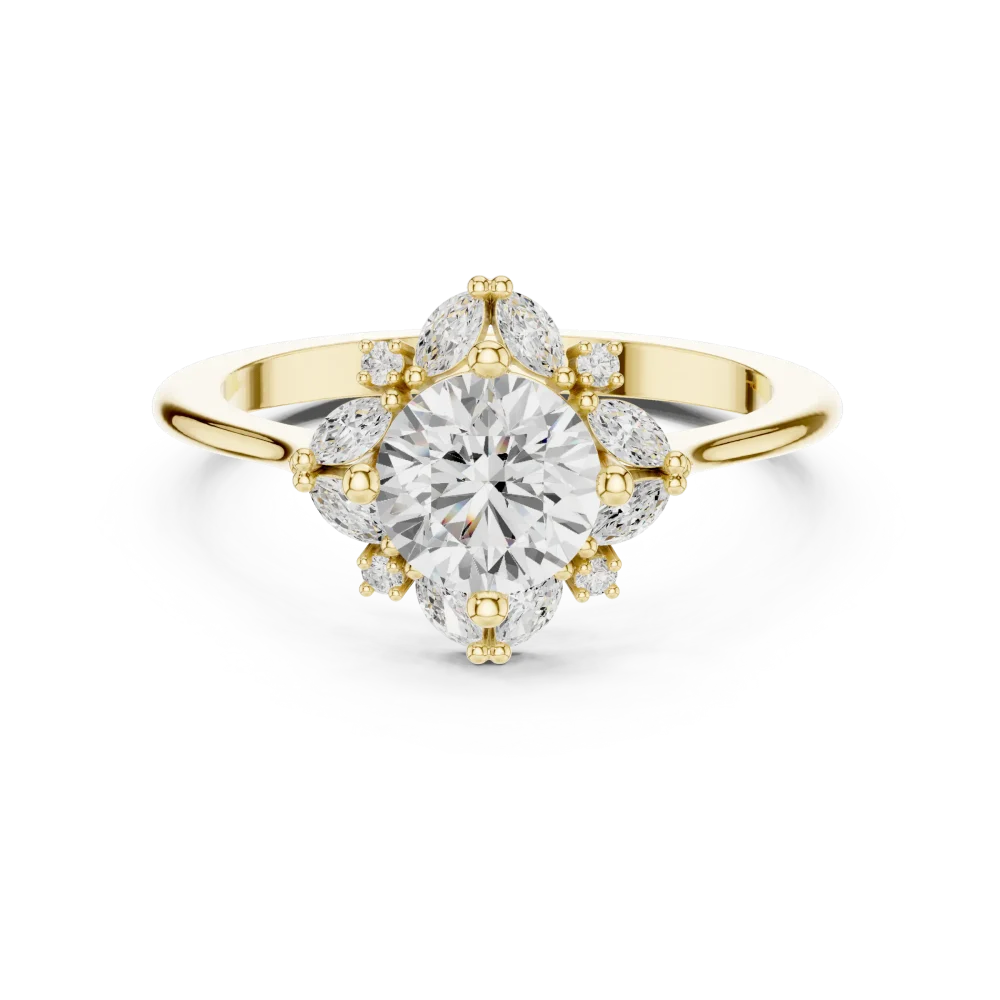 Luminary Round Solitaire Ring with Marquise Accent Halo - Image 2