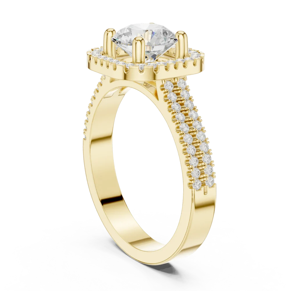 Luminary Round Brilliant Pavé Halo Solitaire Ring - Image 3