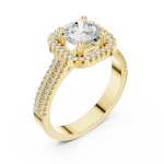 Luminary Round Brilliant Pavé Halo Solitaire Ring