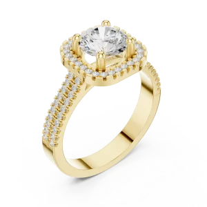 Luminary Round Brilliant Pavé Halo Solitaire Ring
