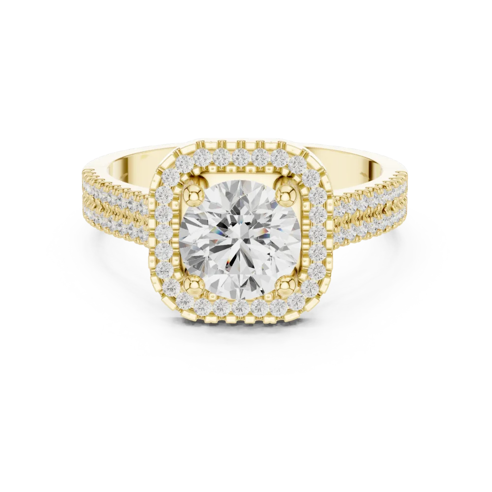 Luminary Round Brilliant Pavé Halo Solitaire Ring - Image 2