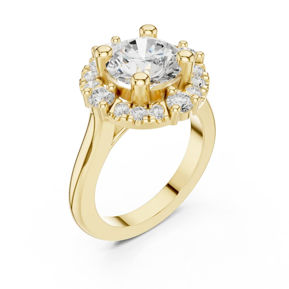 Discover the Luminary Solitaire Ring, featuring a radiant center DIAMEUR lab-grown diamond surrounded by a brilliant halo. Elevate your style today.