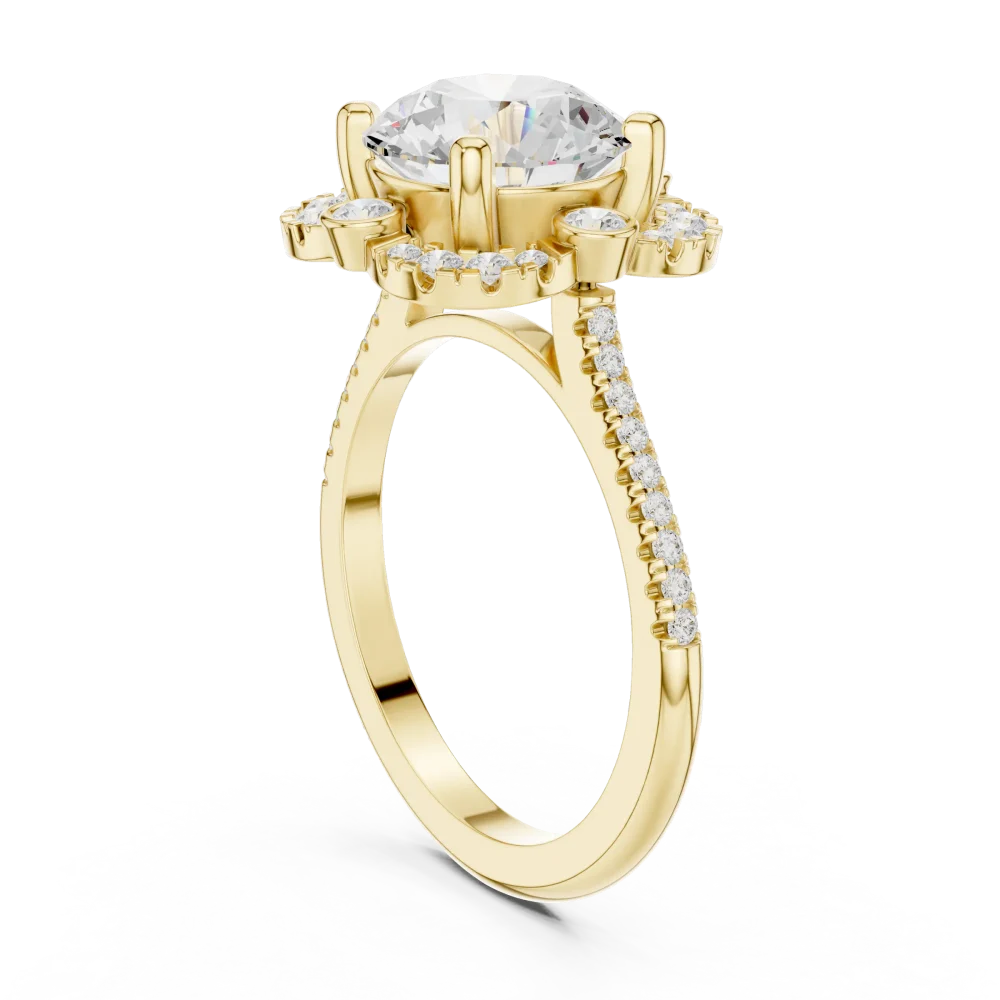 Ethereal Round Brilliant Solitaire Halo Engagement Ring - Image 3