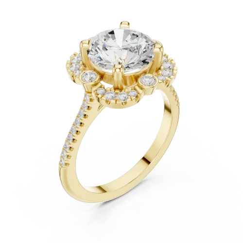Ethereal Round Brilliant Solitaire Halo Engagement Ring