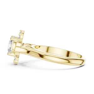 Luminary Round Brilliant Solitaire Halo Ring with Baguette Accents - Image 4
