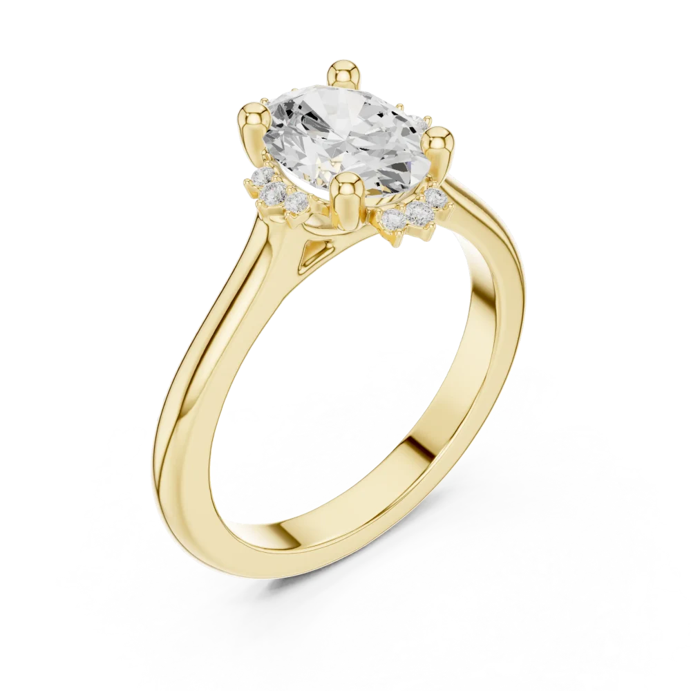Experience timeless romance with this exquisite oval-cut Solitaire engagement ring, featuring shimmering DIAMEUR lab-grown diamonds. Shop the look today.