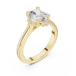 Ethereal Oval Cut Solitaire Halo Engagement Ring