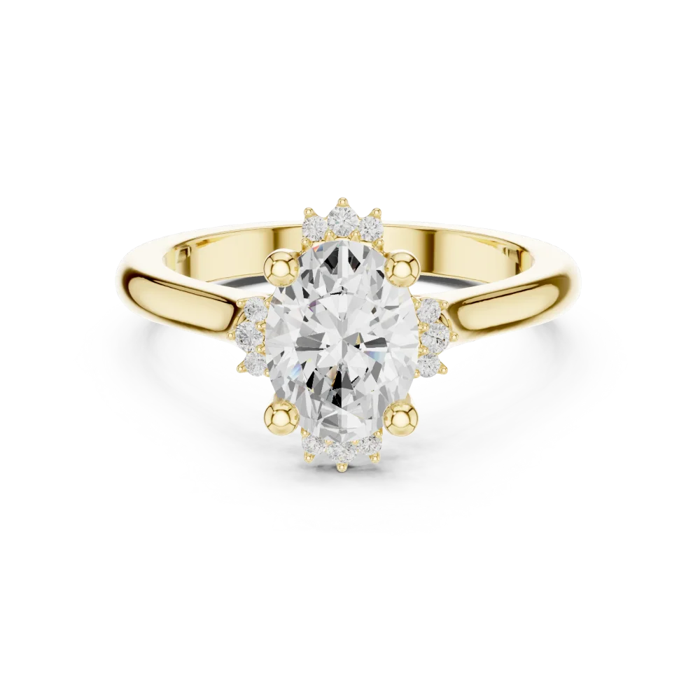 Ethereal Oval Cut Solitaire Halo Engagement Ring - Image 2