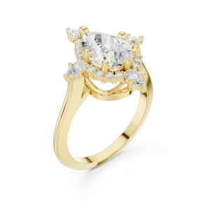Ethereal Pear Cut Solitaire Ring with Scintillating Halo