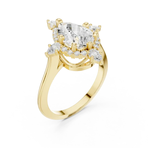 Ethereal Pear Cut Solitaire Ring with Scintillating Halo