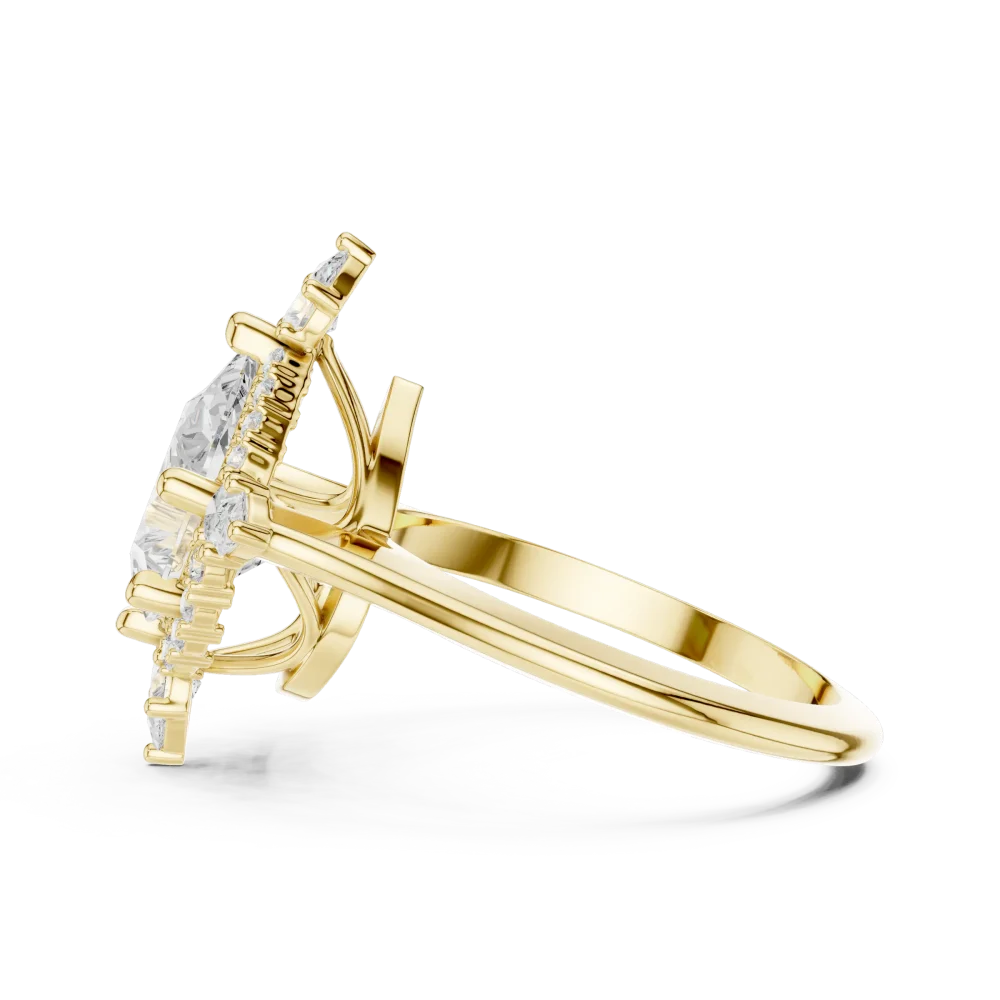 Ethereal Pear Cut Solitaire Ring with Scintillating Halo - Image 4
