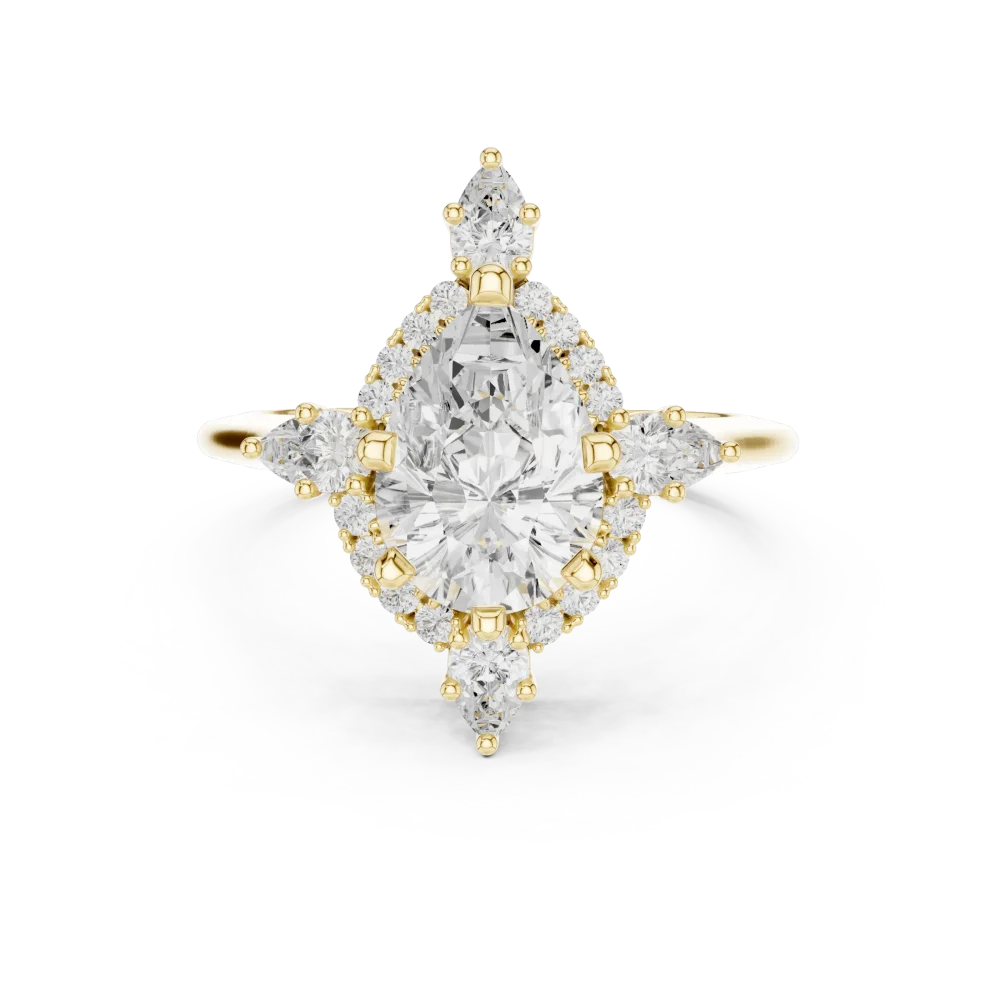 Ethereal Pear Cut Solitaire Ring with Scintillating Halo - Image 2