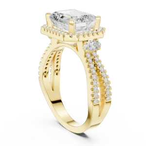 Luminous Emerald Cut Solitaire Halo Engagement Ring - Image 3