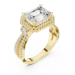 Luminous Emerald Cut Solitaire Halo Engagement Ring
