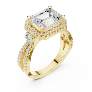 Luminous Emerald Cut Solitaire Halo Engagement Ring