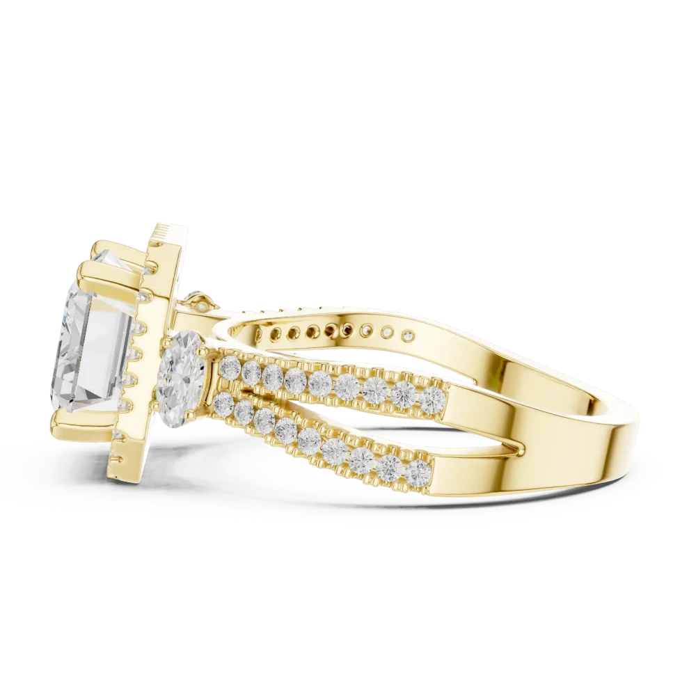 Luminous Emerald Cut Solitaire Halo Engagement Ring - Image 4