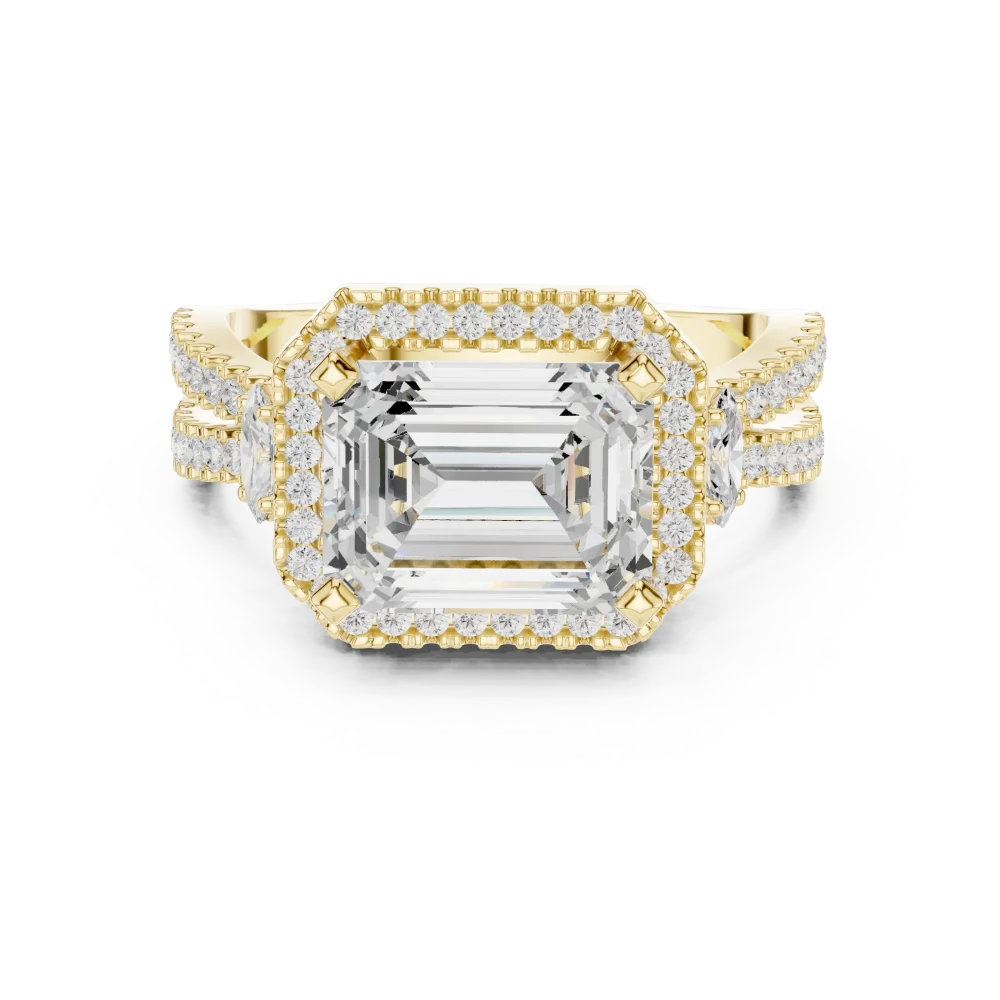 Luminous Emerald Cut Solitaire Halo Engagement Ring - Image 2