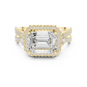Luminous Emerald Cut Solitaire Halo Engagement Ring - Image 2