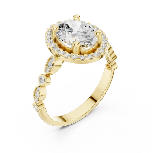 Ethereal Oval Cut Halo Solitaire Ring