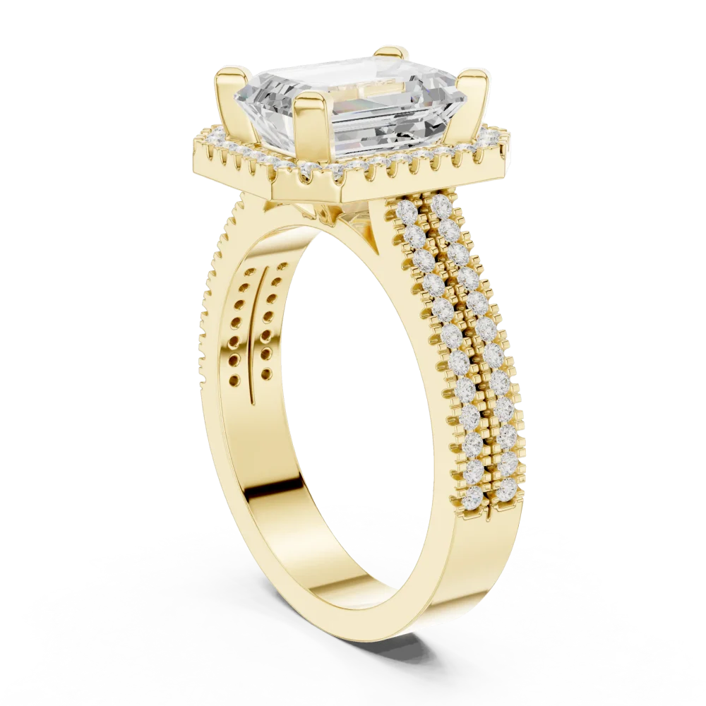 Ethereal Emerald Cut Halo Solitaire Ring - Image 3