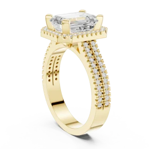 Ethereal Emerald Cut Halo Solitaire Ring - Image 3