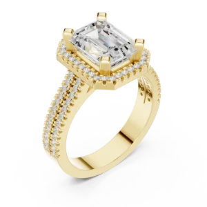 Ethereal Emerald Cut Halo Solitaire Ring