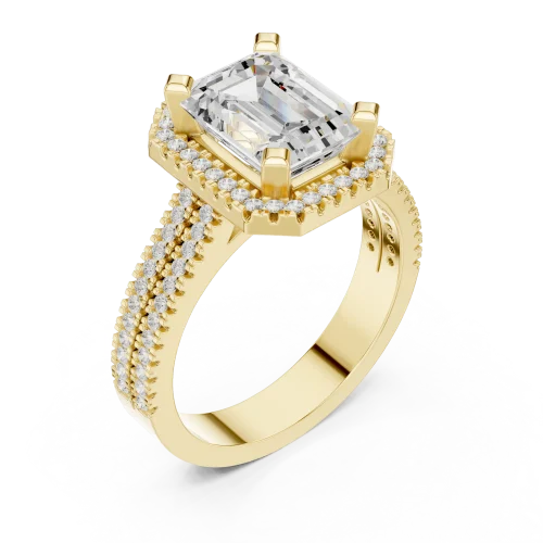 Ethereal Emerald Cut Halo Solitaire Ring