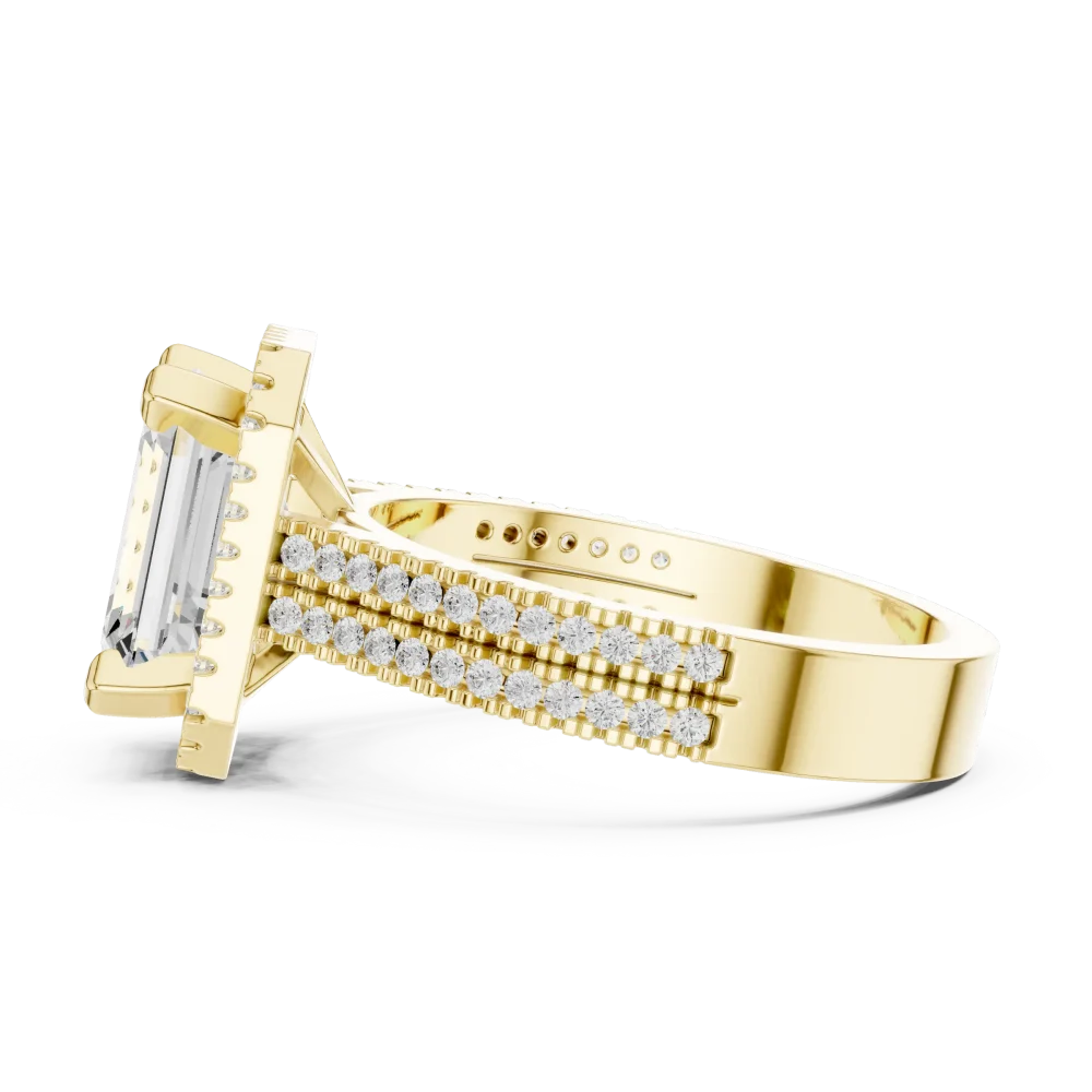 Ethereal Emerald Cut Halo Solitaire Ring - Image 4