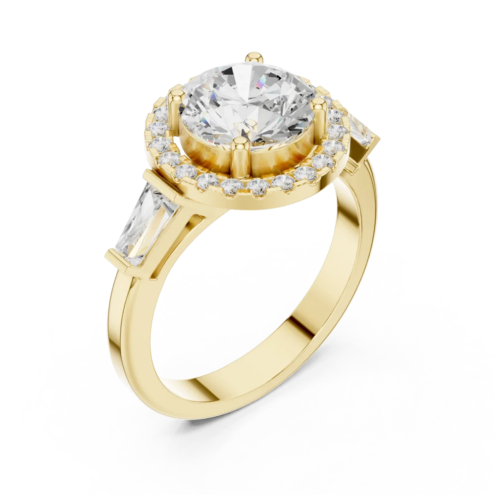 Experience true radiance with this Solitaire halo ring. Featuring a brilliant DIAMEUR center stone, it is a modern classic. Shop sustainable luxury today.