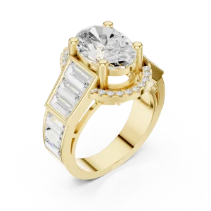 Luminary Oval and Baguette Linear Cluster Ring