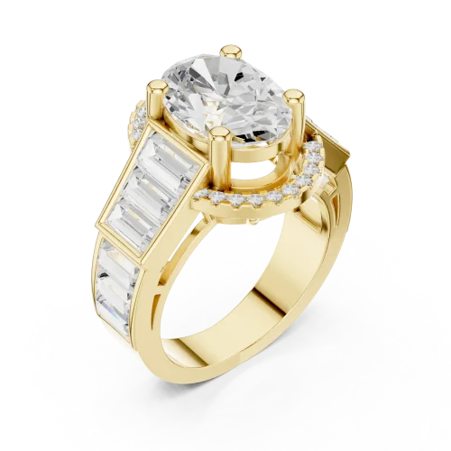 Luminary Oval and Baguette Linear Cluster Ring