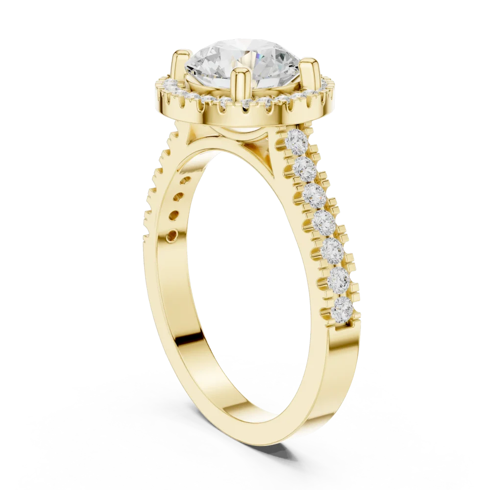 Luminary Round Brilliant Pavé Halo Solitaire Ring - Image 3
