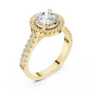 Luminary Round Brilliant Pavé Halo Solitaire Ring