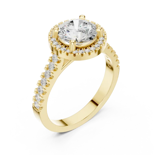 Luminary Round Brilliant Pavé Halo Solitaire Ring