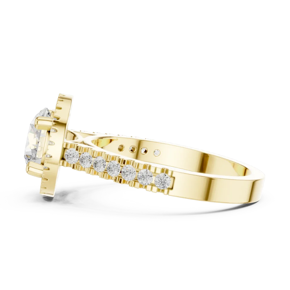 Luminary Round Brilliant Pavé Halo Solitaire Ring - Image 5