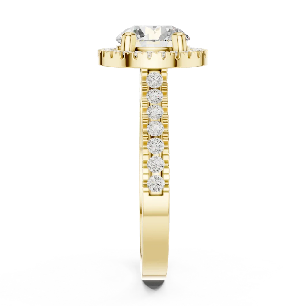 Luminary Round Brilliant Pavé Halo Solitaire Ring - Image 2