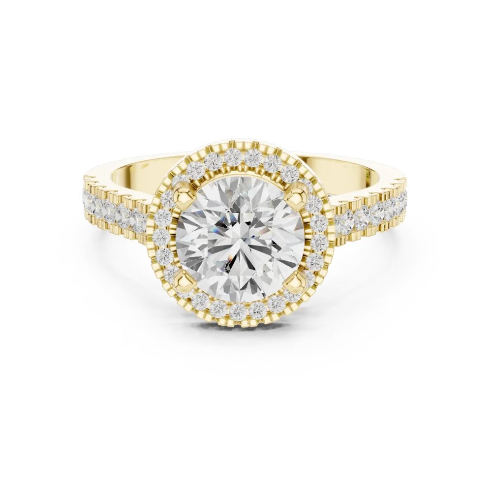 Luminary Round Brilliant Pavé Halo Solitaire Ring - Image 4