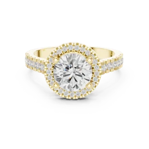 Luminary Round Brilliant Pavé Halo Solitaire Ring - Image 4