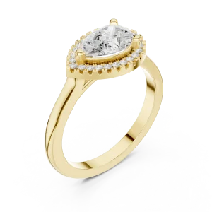 Ethereal Pear Solitaire Halo Engagement Ring