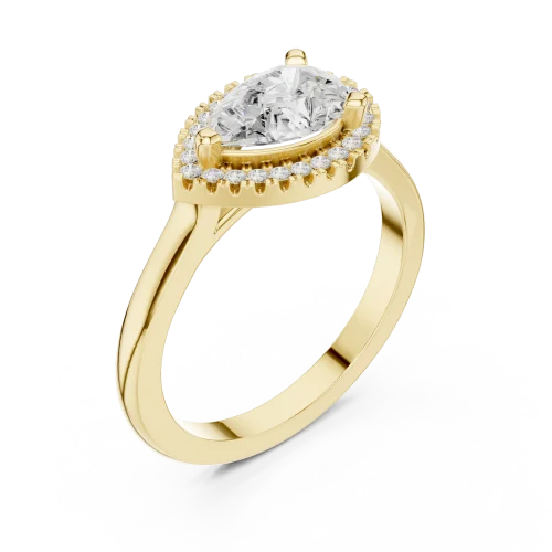 Ethereal Pear Solitaire Halo Engagement Ring