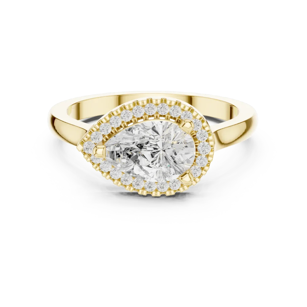 Ethereal Pear Solitaire Halo Engagement Ring - Image 2