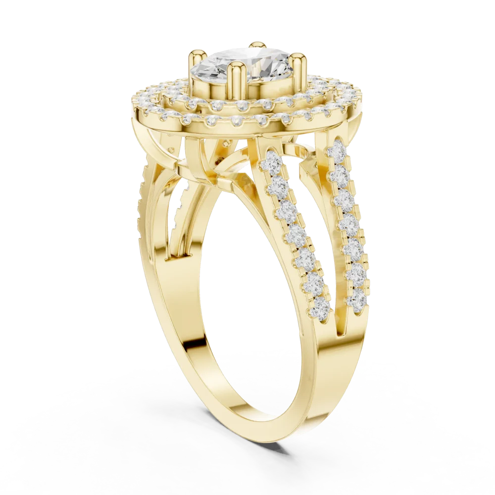 Luminary Oval Brilliant Double Halo Statement Ring - Image 3