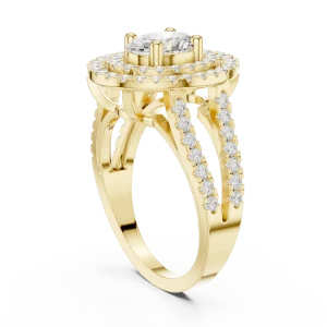 Luminary Oval Brilliant Double Halo Statement Ring - Image 3
