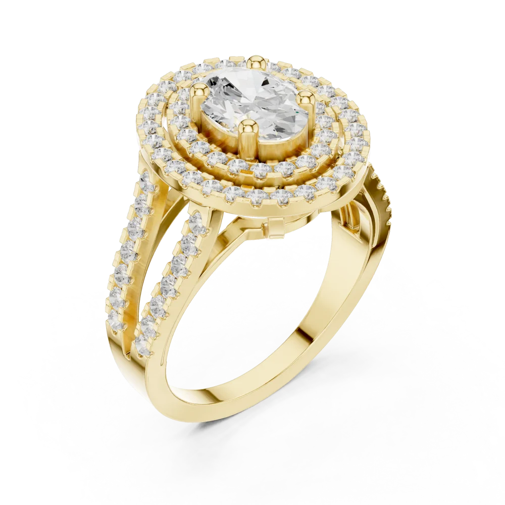 Discover the radiant brilliance of this double halo ring, featuring a DIAMEUR lab-grown diamond. Elevate your style with this modern sustainable classic.