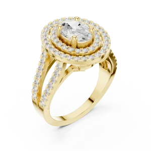 Luminary Oval Brilliant Double Halo Statement Ring