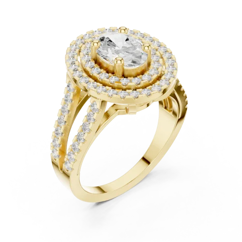 Luminary Oval Brilliant Double Halo Statement Ring