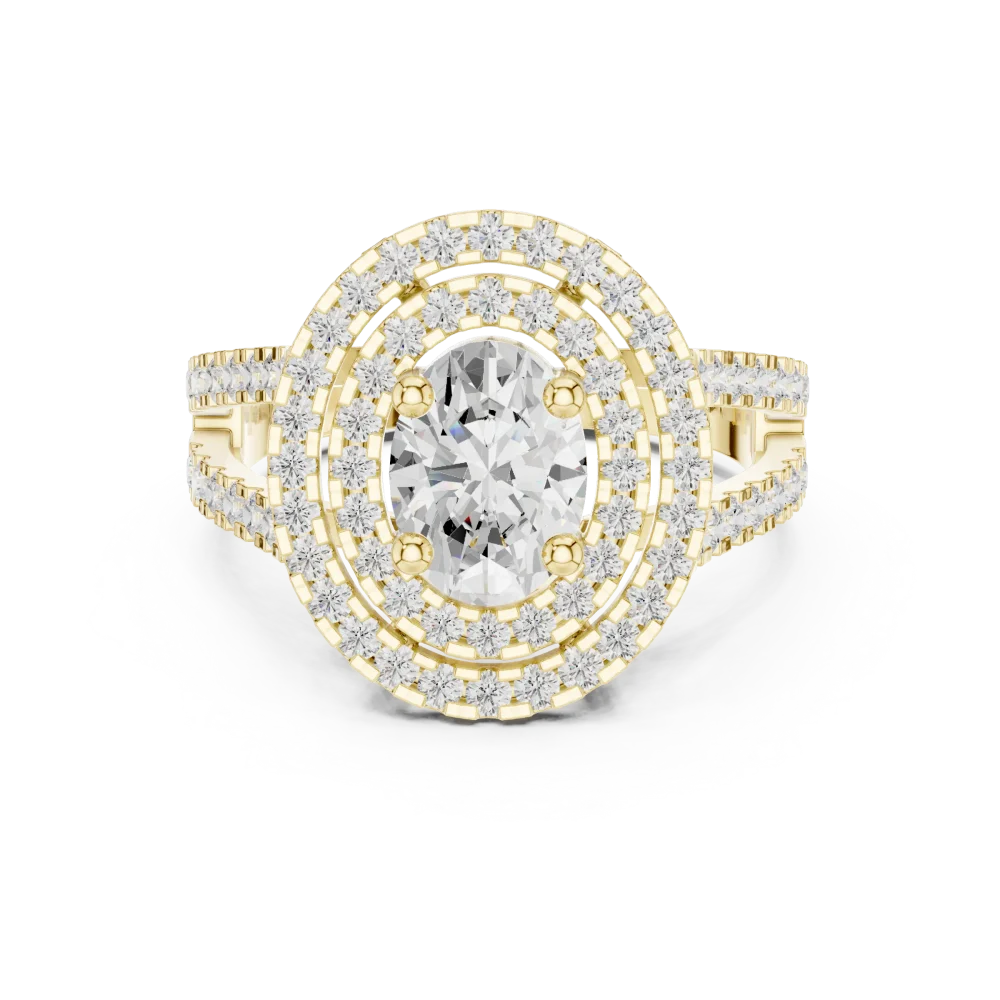 Luminary Oval Brilliant Double Halo Statement Ring - Image 2